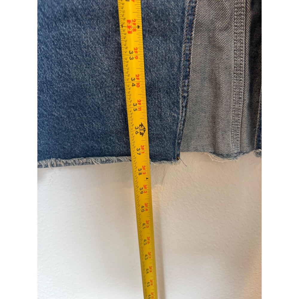 Pilcro Anthropologie Denim Maxi Skirt Blue Front Slit Raw Hem Size 6 - Picture 6 of 6